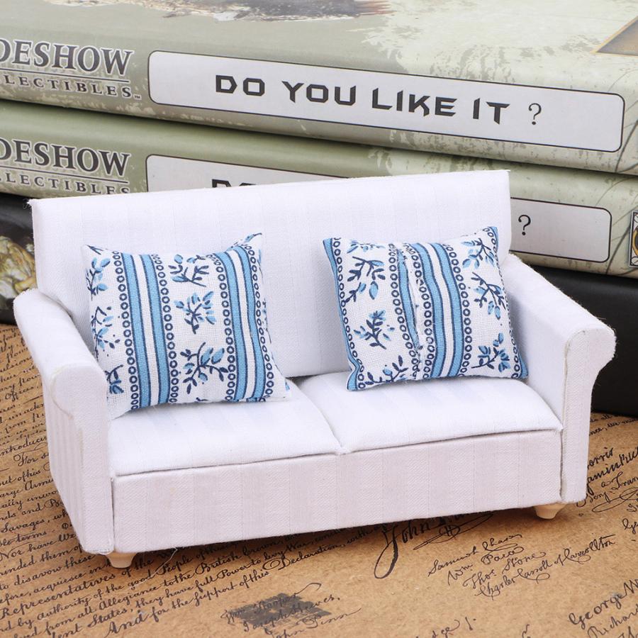 1/12 Miniature Sofa Simulation Dollhouse Sofa Living Room Furniture Children Doll House DIY Pretend Play Role Toys