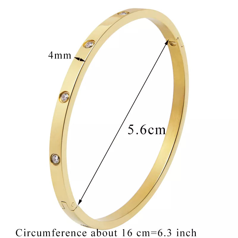 Beautiful Lovers Bracelets Woman Bracelets Stainless Steel Bangles and Bangles Cubic Zirconia Golden Woman Jewelry