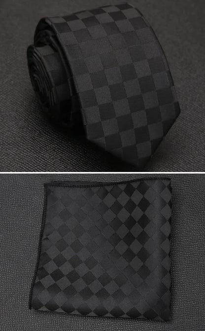 XGVOKH Men Tie Cravat Set Fashion Wedding Ties for Men Hanky Necktie Dot Striped Gravata Jacquard Tie Social Party Accessories