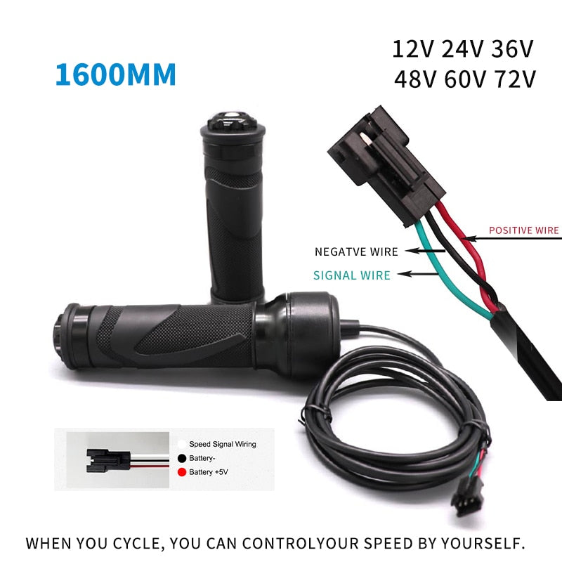 Electric Bike Scooter Twist Throttle Speed Control Handle Thumb Throttle 24v/36v/48v/60v/72v Electric Bicycle Accessories 160CM