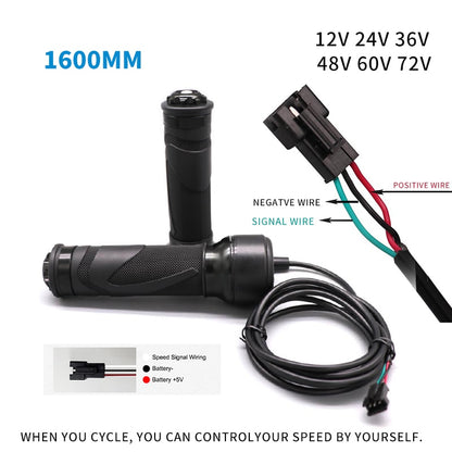 Electric Bike Scooter Twist Throttle Speed Control Handle Thumb Throttle 24v/36v/48v/60v/72v Electric Bicycle Accessories 160CM