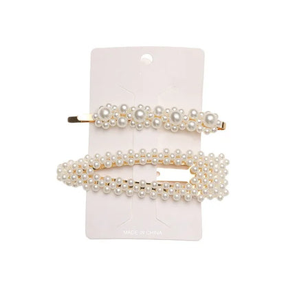 5Pcs/Set Pearl Hair Clip Snap Button Hair Pins for Women Sweet Pearl Hairpin Hair Clips Jewelry Lady Barrette Stick