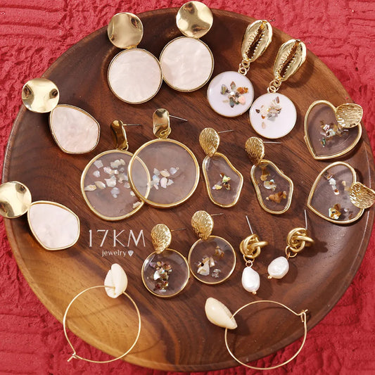 17KM New Vintage Earrings 2022 Geometric Shell Earrings for Women Girl BOHO Resin Drop Earrings Brincos Fashion Tortoise Jewelry