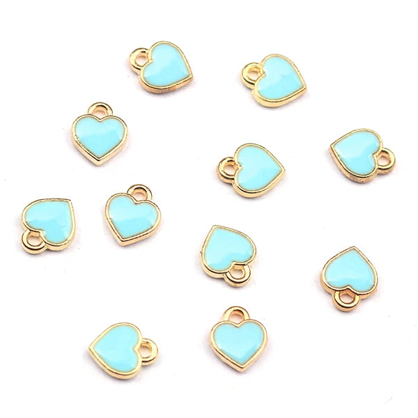 50pcs 8mm Zinc Alloy Enamel Charms Mini Sweet Heart Charms for DIY Necklaces Bracelets Jewelry Accessories