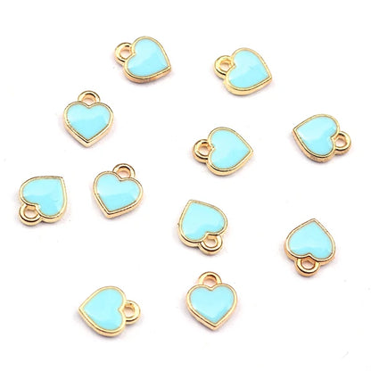 50pcs 8mm Zinc Alloy Enamel Charms Mini Sweet Heart Charms for DIY Necklaces Bracelets Jewelry Accessories
