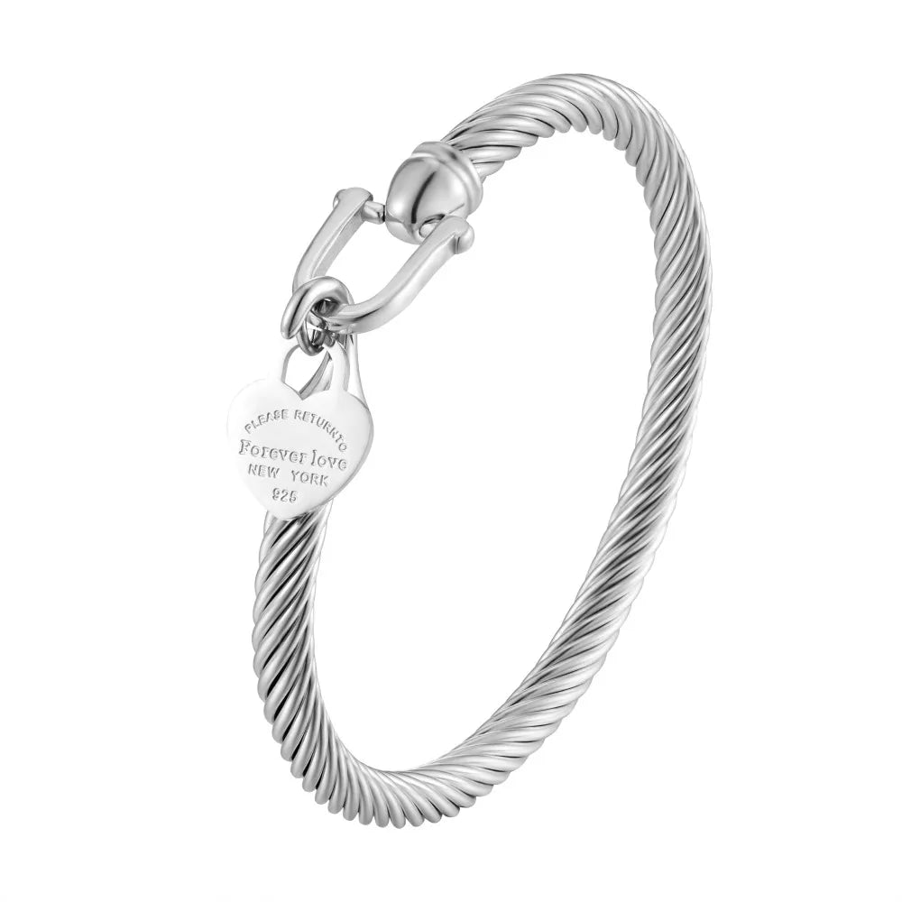 MSX Gold Plating Stainless Steel Bangles Bracelets Vintage Love Roman Numerals Wristband Bracelets Bangles for Men Women