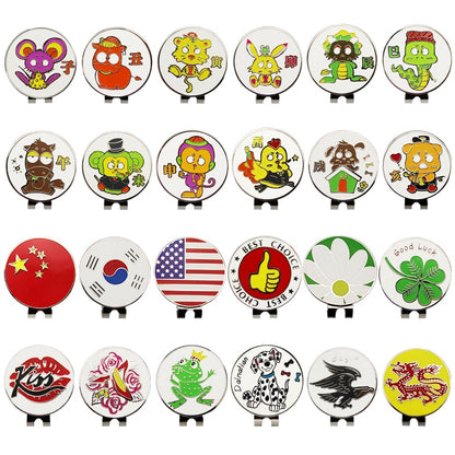 1.18 Inch Golf Ball Mark W Magnetic Golf Hat Clip Mark Golf Ball Position 24 Kinds for Choice Golf Marker
