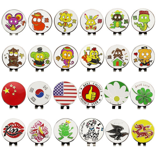 1.18 Inch Golf Ball Mark W Magnetic Golf Hat Clip Mark Golf Ball Position 24 Kinds for Choice Golf Marker