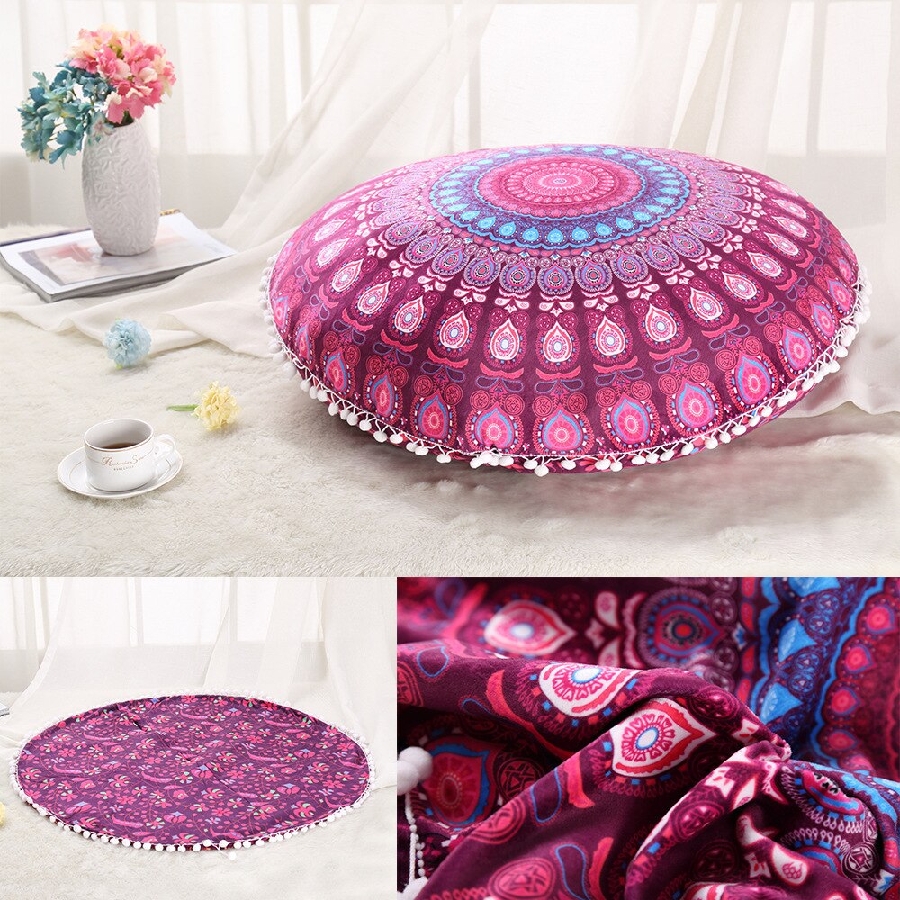 Colorful Mandala Floor Pillows Ottoman Round Bohemian Meditation Cushion Pillow Pouf48