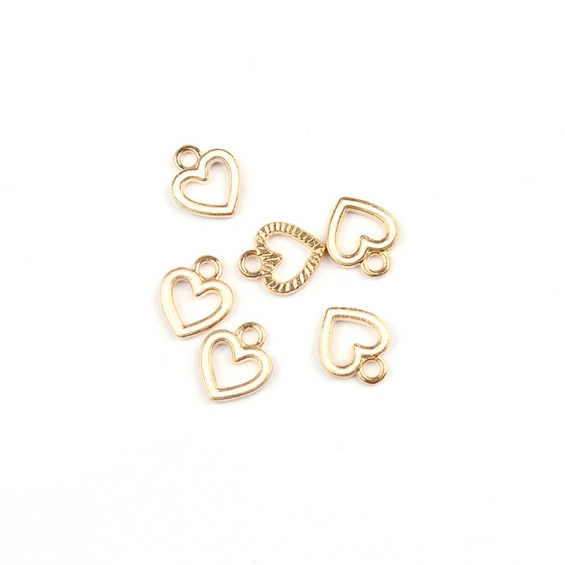 50pcs/Lot  Zinc Alloy Charms Enamel Mini Sweet Heart Hollow Charms for DIY Necklaces Bracelets Jewelry Making Accessories