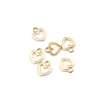 50pcs/Lot  Zinc Alloy Charms Enamel Mini Sweet Heart Hollow Charms for DIY Necklaces Bracelets Jewelry Making Accessories