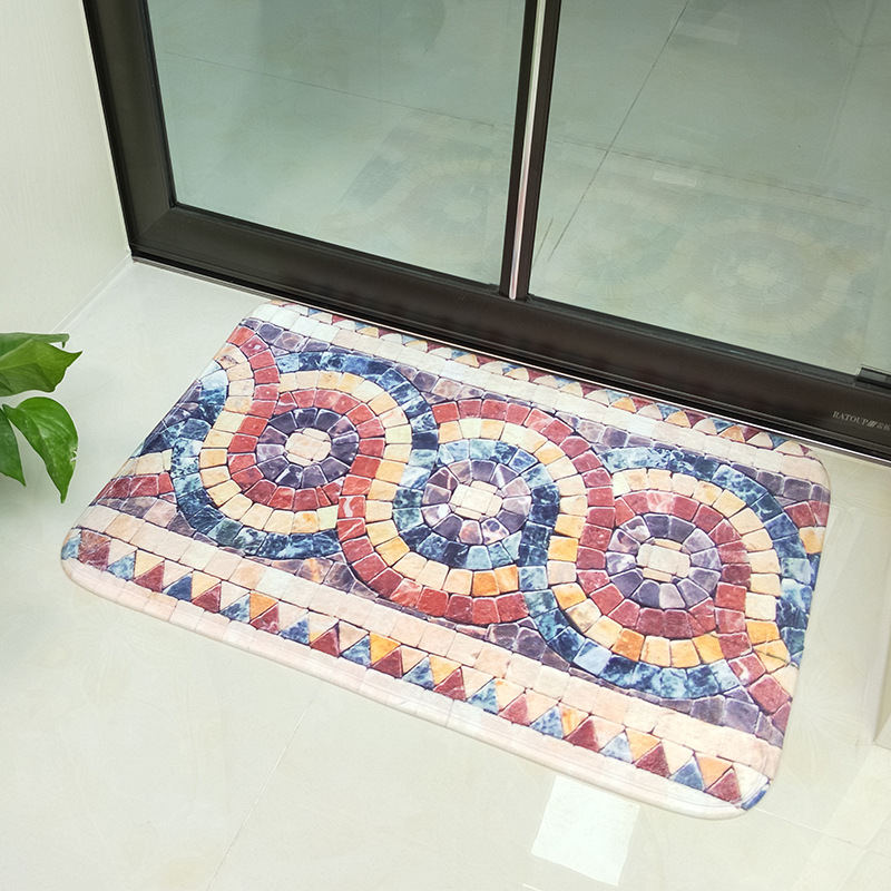 Colorful Stones Bath Mat Set Thicken Flannel Bathroom Carpets Toilet Rugs WC Room Floor Pads Tapis Salle De Bain 45*75 45*120cm