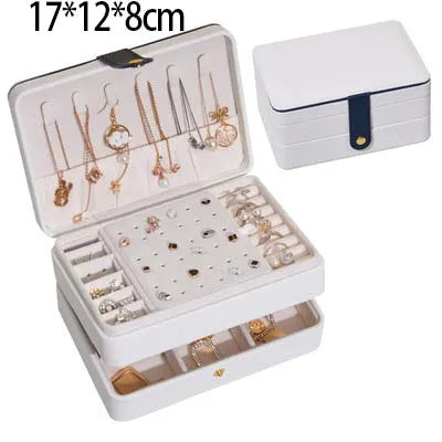 Jewelry Organizer Large Jewelry Box High Capacity Jewelry Casket Makeup Storage Makeup Organizer Leather Beauty Travel Box