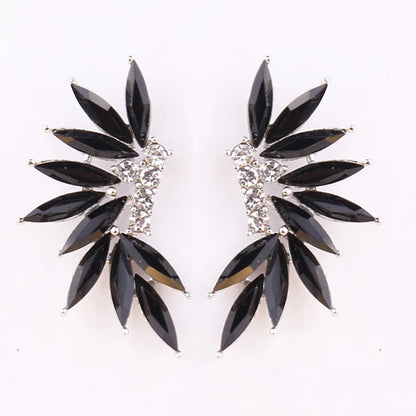 LUBOV Shining Rhinestone Wings Stud Earrings Acrylic Crystal Stone Women Piercing Earrings Trendy Wedding Jewelry Christmas
