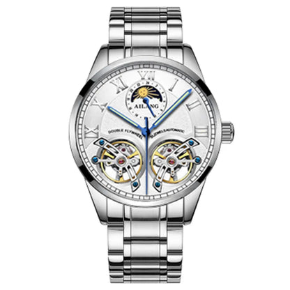 AILANG Original Design Men's Double Flywheel Automatic Mechanical Watch Fashion Leisure Business Luxury Clock