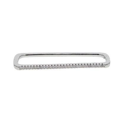 Fashion Women Jewelry 1 Piece Ear Cuff No Piercing Ear Clip White Rainbow Cz Rectangle Cuff Earring