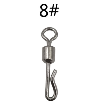 OUTKIT 50pcs Fishing Swivels Rolling Swivel Interlock Snap Size 7/8/10/12 Hook Lure Connector Terminal Tackle Swivel Fishing