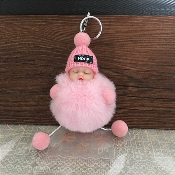 1PCS Cute Cartoon Doll Keychain Fur Ball Plush KeyChain Keyring Women Handbag Car Key Holder Bag Pendant Toys for Kids