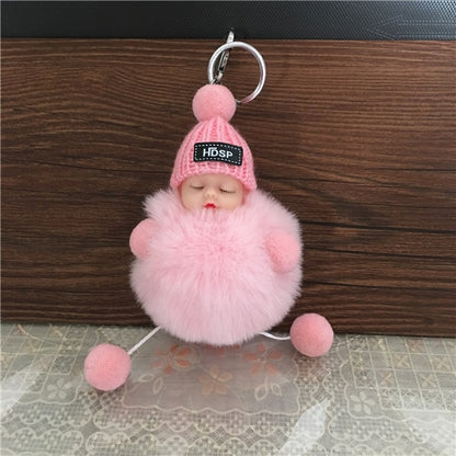 1PCS Cute Cartoon Doll Keychain Fur Ball Plush KeyChain Keyring Women Handbag Car Key Holder Bag Pendant Toys for Kids