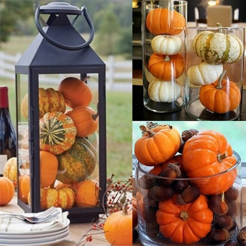 25Pcs Mini Artificial Pumpkin Fake Simulation Vegetabl Happy Halloween Decoration for Home Halloween Props DIY Crafts