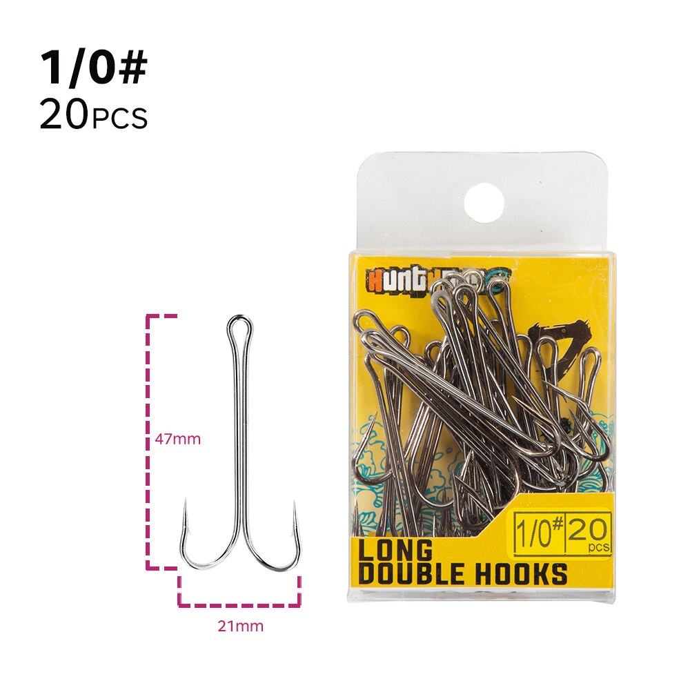 Hunthouse 2020 New Fishing Hooks Double Hook Long High Carbon Steel Fishing Tackle Different Sizes Equiped With Soft Lure