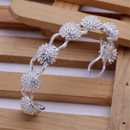 925 Silver Color Exquisite Luxury Gorgeous Fashion Wedding Women Lady Bracelet Bangle Charm Stamped  Nice Birthday