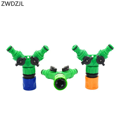Irrigation 2 Way Tap Garden Tap Irrigation Valve Hose Pipe Splitter 2 Way Quick Connector Adapter 1pcs