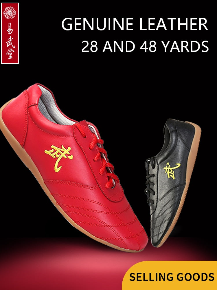 Yiwutang Chinese Kung Fu Shoes Black Tai Chi and Taiji Shoes Leather Wu Shu