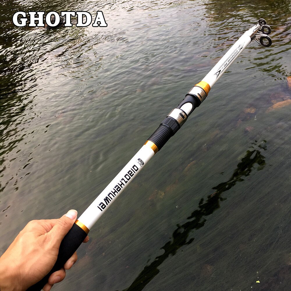 GHOTDA Sea Pole Carbon FRP Material Fishing Rod Quality 2.1m - 3.6m Telescopic Fishing Rod Carbon Fiber Spinning Rod