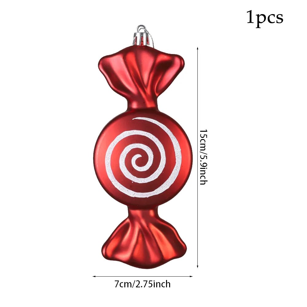 Multi Size Red and White Christmas Candy Canes Christmas Balls Christmas Tree Pendant Family Christmas Decoration New Year