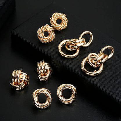 ZA Metal Maxi Statement Vintage Clip on Earrings Without Piercing  for Women Earrings Party Jewelry