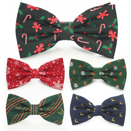 JEMYGINS Christmas Bow Ties for Mens Shirt  Snowflake Christmas Tree Pattern Men Silk Bow Tie  Christmas