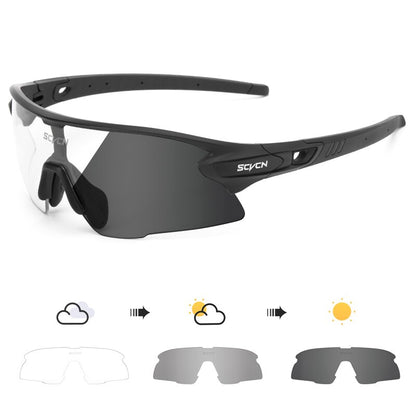 SCVCN Photochromic Bicycle Glasses Men’s Women Sports Runing Cycling Sunglasses UV400 Fishing Eyewear Mtb Bike Bicycle Goggles