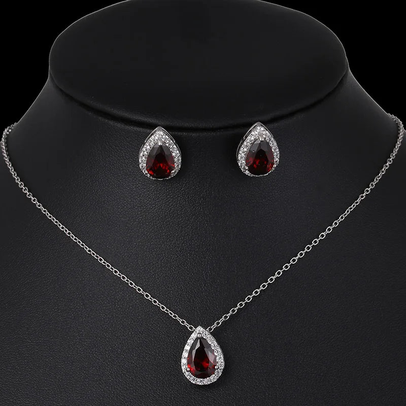 Nigerian Water Drop Cubic Zirconia Wedding Jewelry Sets Inlay Luxury Crystal Bridal Jewelry Set for Bridesmaids AS099