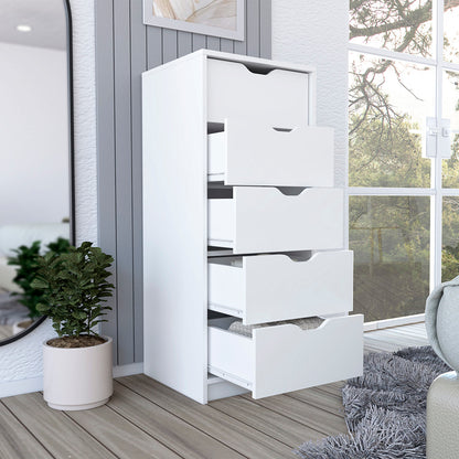 Kamran Dresser, Five Drawer Narrows -White