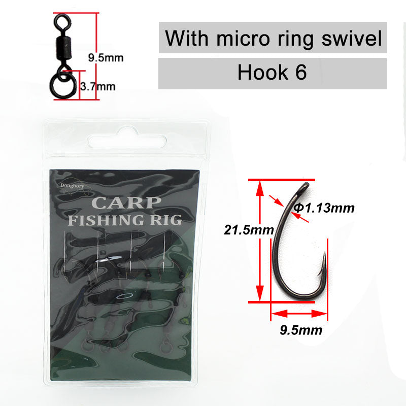 4PCS Carp Rig  Coated Barbed Carp Fishing Hook Ready Tied Ronnie Rig Hook Links Hair Combi Chod Rig 4 6 8