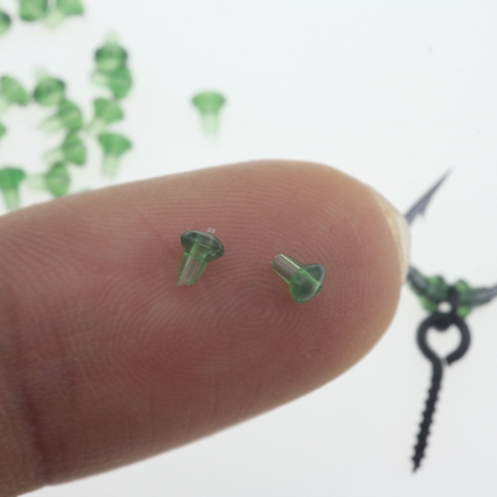 Rompin 50pcs Hook Stops Beads Carp Fishing Accessories Stopper Green Black Carp Fishing Hair Chod Ronnie Rig Pop UP Boilie Stop