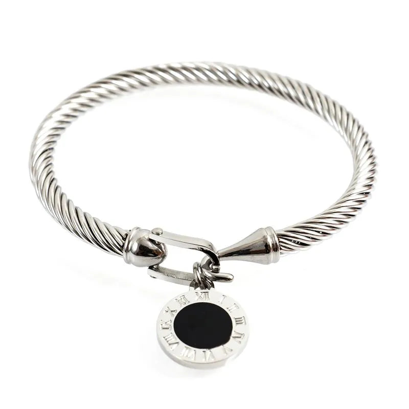MSX Gold Plating Stainless Steel Bangles Bracelets Vintage Love Roman Numerals Wristband Bracelets Bangles for Men Women