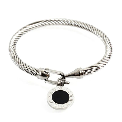 MSX Gold Plating Stainless Steel Bangles Bracelets Vintage Love Roman Numerals Wristband Bracelets Bangles for Men Women