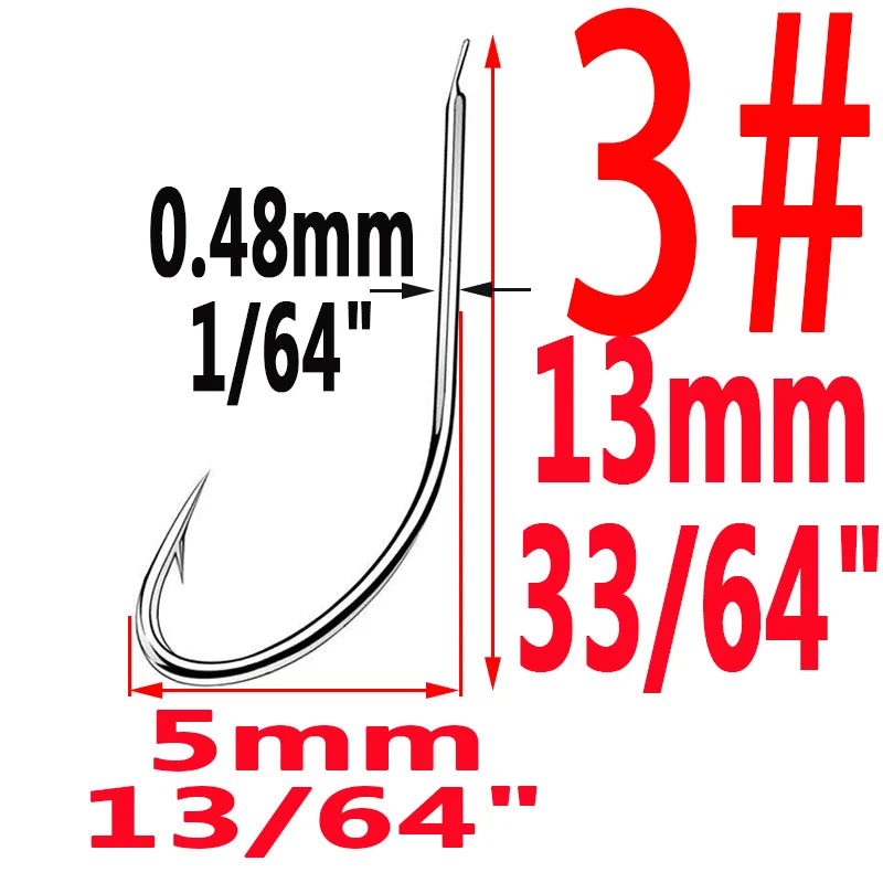 100pcs/Bag Iseama Circle Carp Eyed Fishing Hook Size 1# to 14# Ring Eye Japan High-Carbon Steel Fish Hook