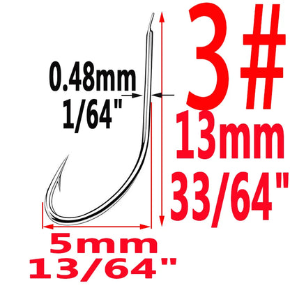 100pcs/Bag Iseama Circle Carp Eyed Fishing Hook Size 1# to 14# Ring Eye Japan High-Carbon Steel Fish Hook