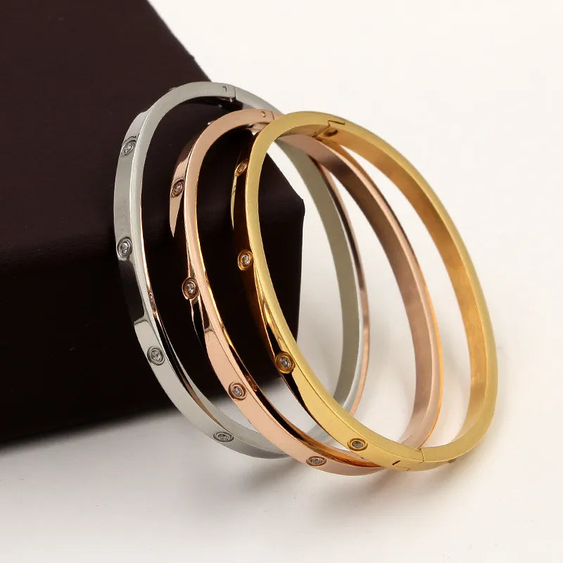 Beautiful Lovers Bracelets Woman Bracelets Stainless Steel Bangles and Bangles Cubic Zirconia Golden Woman Jewelry