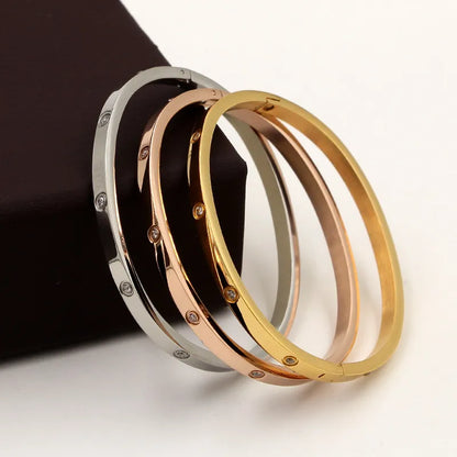 Beautiful Lovers Bracelets Woman Bracelets Stainless Steel Bangles and Bangles Cubic Zirconia Golden Woman Jewelry