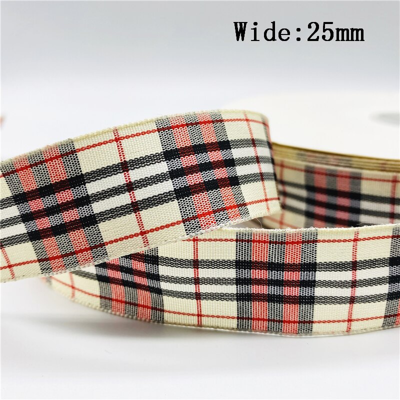 5yards/Lot 25mm Plaid Ribbon Christmas Decor Ribbon for Handmade Design Christmas Decoration DIY