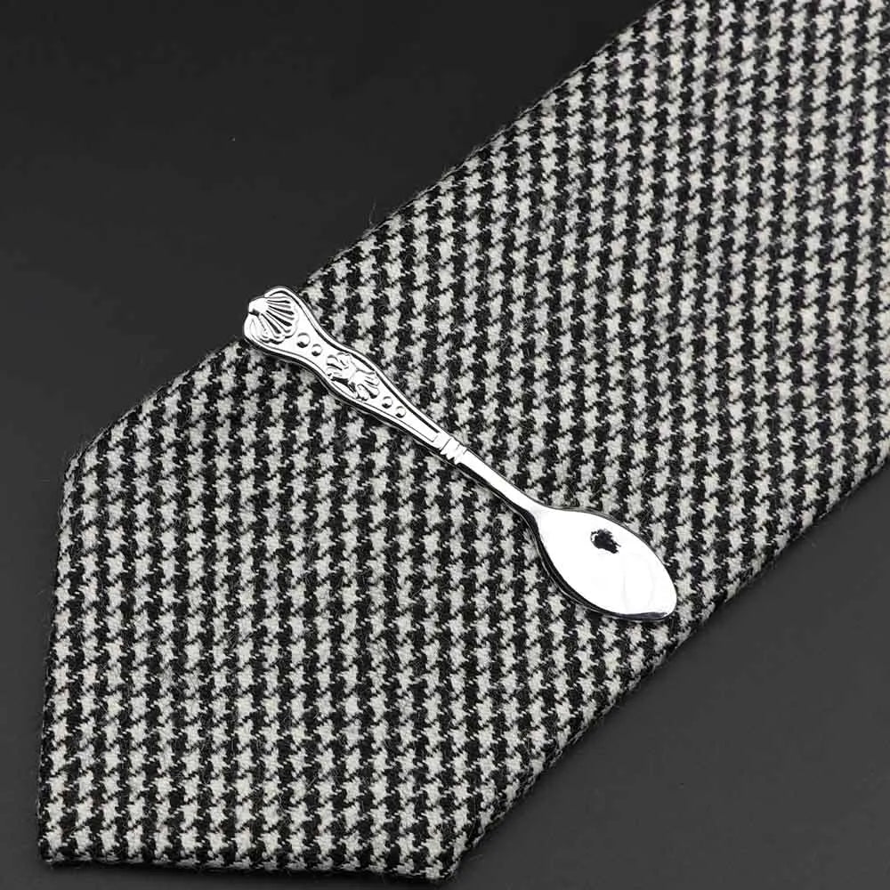 1 Piece Chrome Stainless Glasses Car Airplane Fork Spoon Shape Metal Tie Clip for Men Necktie Clips Pin for Mens
