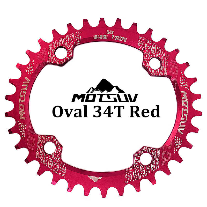 MOTSUV Bicycle Crank 104BCD 32t/34t/36t/38t Oval Chainring Narrow Wide MTB Bike Chainwheel Circle Crankset Plate Bicycle Parts
