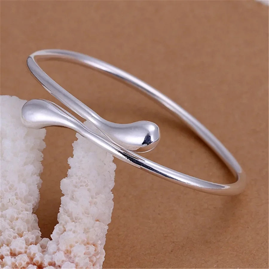 925 Silver Color Exquisite Luxury Gorgeous Fashion Wedding Women Lady Bracelet Bangle Charm Stamped  Nice Birthday