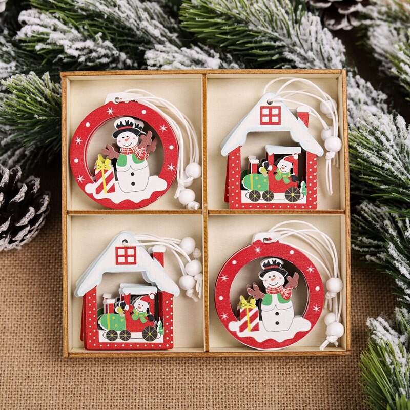 Wooden Christmas Pendant Merry Christmas Decor for Home 2023 Navidad Ornaments C