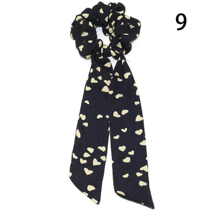Santa Claus Bows Hair Scrunchies Long Ribbon Ponytail Scarf  Hair Tie Women Girls Elastic Hair Bands Christmas Hair Accessories