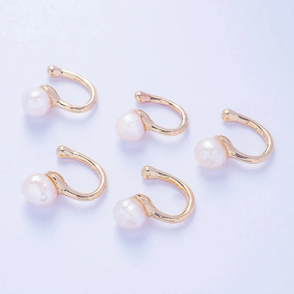Women Pearl Ear Cuff Earring Bohemian Natural Freshwater Circle Small Clip on Earring  No Piercing Fake Cartilage Earring